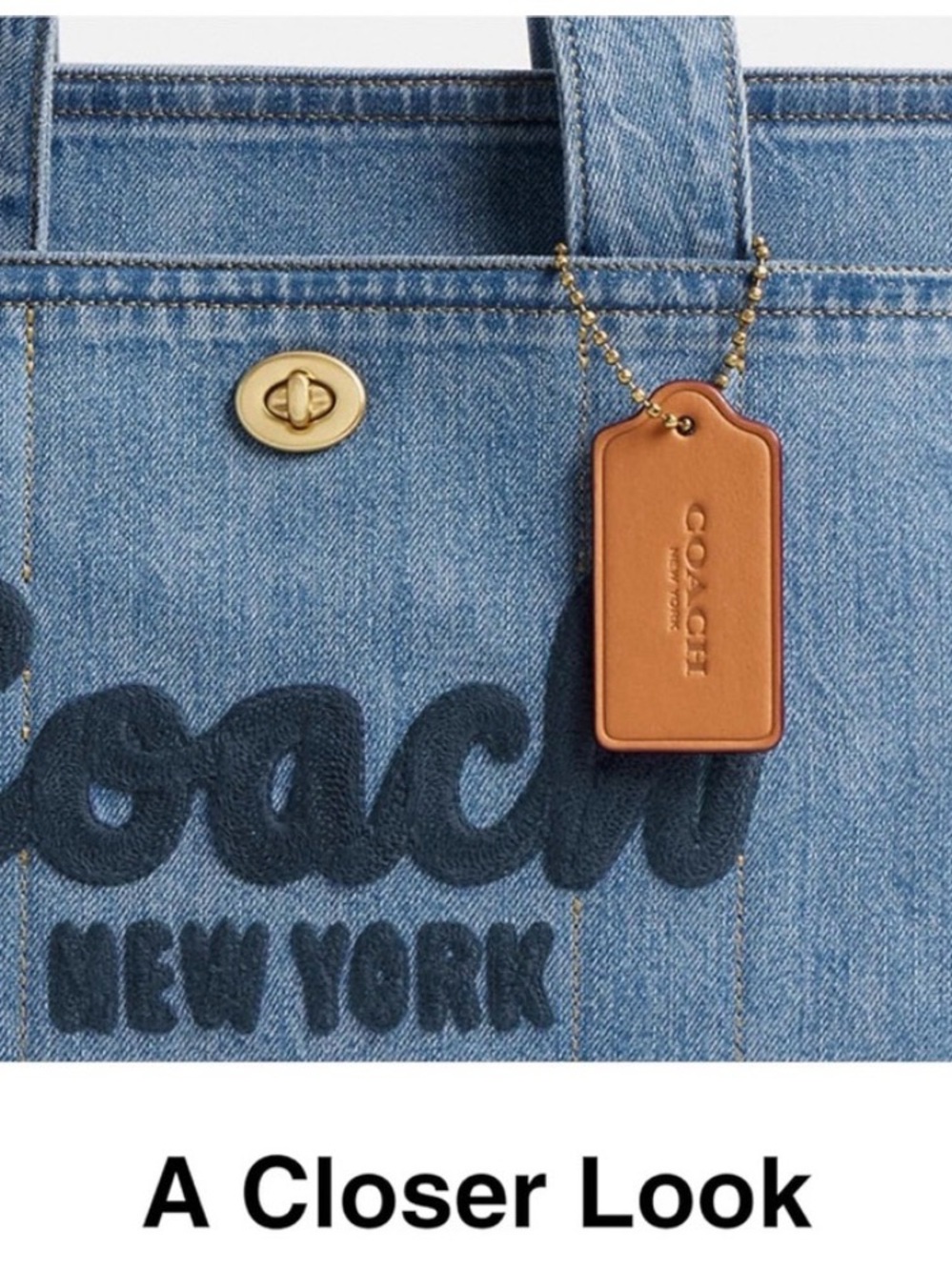 Coach Large Denim Cargo Tote Indigo Blue with Hang Tag. - Picture 4 of 7